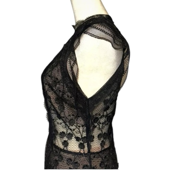 Alexis Sleeveless Lace Nude Mini Dress Black Large L - Picture 11 of 12